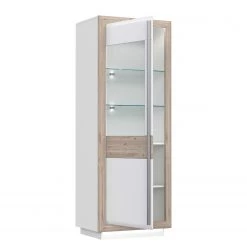 Loftscape Vitrine Wilander - Éclairage inclus - Blanc brillant / Imitation chêne Nelson -Meubles de salon Soldes 1000344666 220414 040 DETAILS P000000001000344666