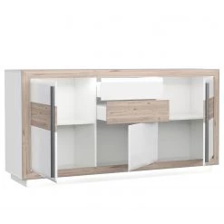 Loftscape Buffet Wilander - Éclairage inclus - Blanc brillant / Imitation chêne Nelson -Meubles de salon Soldes 1000344667 220414 030 DETAILS P000000001000344667
