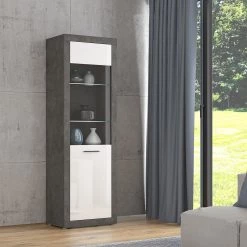 Loftscape Vitrine Vetras - Blanc brillant / Imitation béton -Meubles de salon Soldes 1000344669 220414 021 MOOD DETAILS P000000001000344669 mood