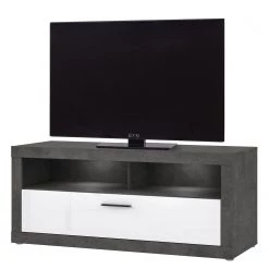 Loftscape Meuble TV Vetras I - Blanc brillant / Imitation béton