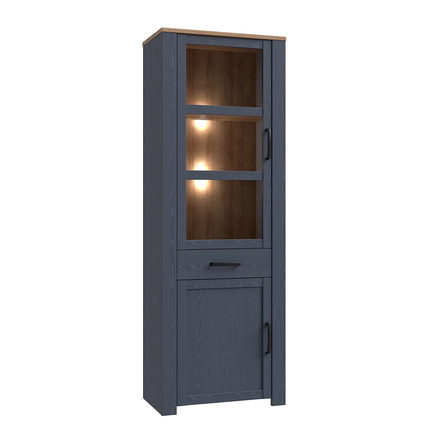 Ridgevalley Vitrine Vassia - Imitation chêne Navy / Imitation chêne Riviera 3 Ridgevalley Vitrine Vassia - Imitation chêne Navy / Imitation chêne Riviera