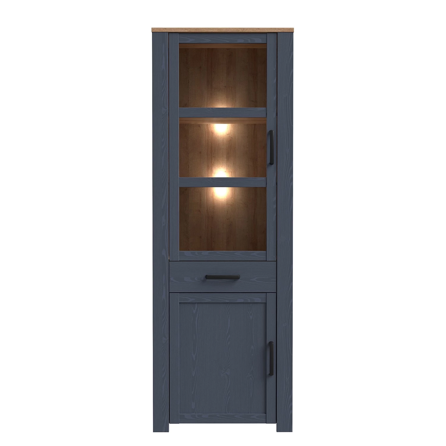 Ridgevalley Vitrine Vassia - Imitation chêne Navy / Imitation chêne Riviera 9 Ridgevalley Vitrine Vassia - Imitation chêne Navy / Imitation chêne Riviera – Image 7