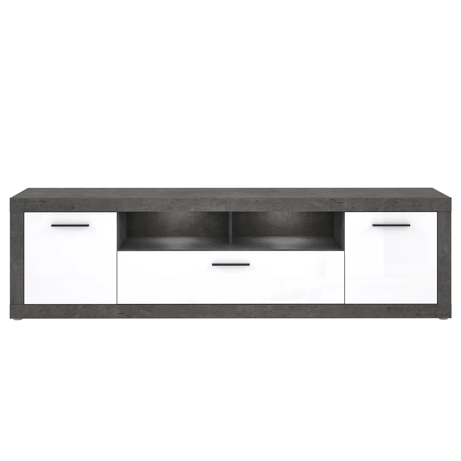 Loftscape Meuble TV Vetras II - Blanc brillant / Imitation béton 6 Loftscape Meuble TV Vetras II - Blanc brillant / Imitation béton – Image 4