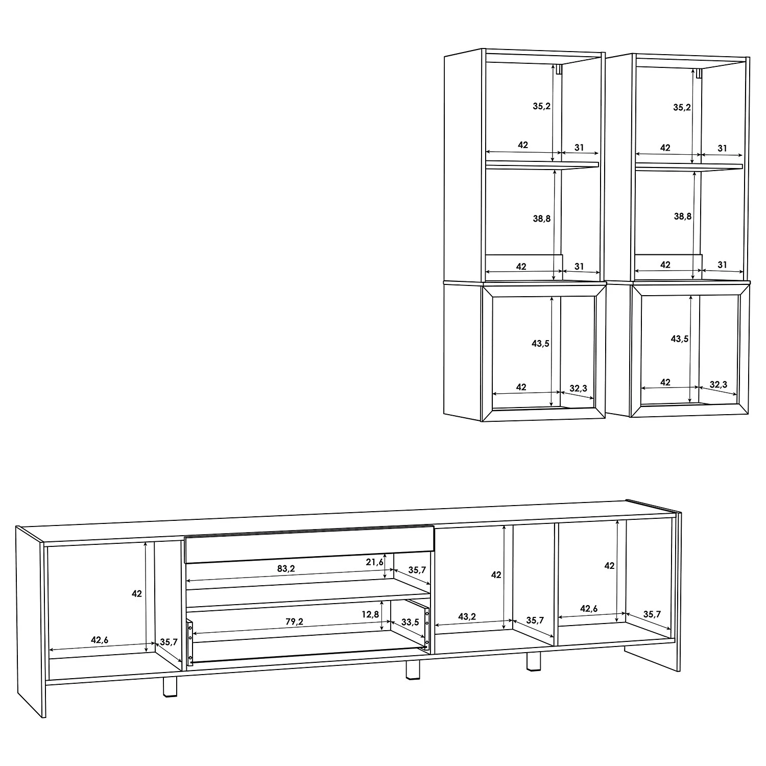 Loftscape Ensemble meubles TV Urban I (3 élém.) - Éclairage Éclairage - Blanc / Imitation chêne gris 11 Loftscape Ensemble meubles TV Urban I (3 élém.) - Éclairage Éclairage - Blanc / Imitation chêne gris – Image 9