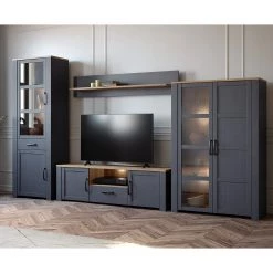 Ridgevalley Ensemble meubles TV Vassia II (4 élém.) - Imitation chêne Navy / Imitation chêne Riviera