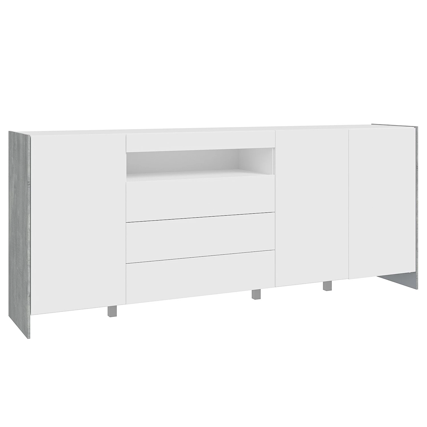 Loftscape Buffet Urban II - Éclairage inclus - Blanc / Imitation chêne gris 3 Loftscape Buffet Urban II - Éclairage inclus - Blanc / Imitation chêne gris