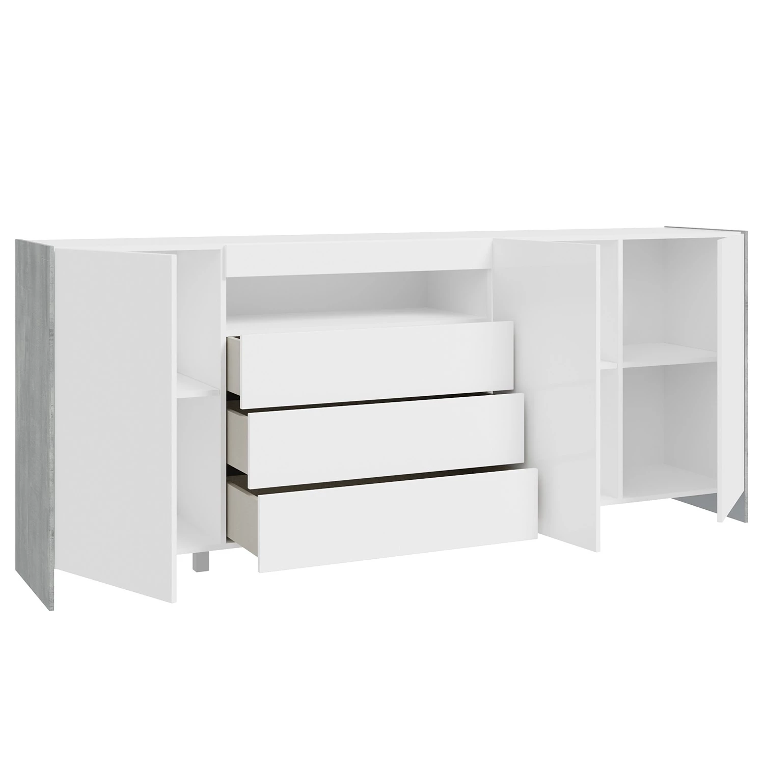 Loftscape Buffet Urban II - Éclairage inclus - Blanc / Imitation chêne gris 8 Loftscape Buffet Urban II - Éclairage inclus - Blanc / Imitation chêne gris – Image 6