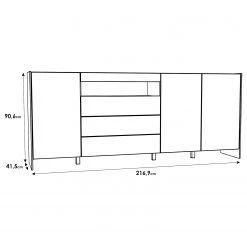 Loftscape Buffet Urban II - Éclairage inclus - Blanc / Imitation chêne gris 16 Loftscape Buffet Urban II - Éclairage inclus - Blanc / Imitation chêne gris -Meubles de salon Soldes 1000344689 220414 500 SKETCH DETAILS P000000001000344689 sketch