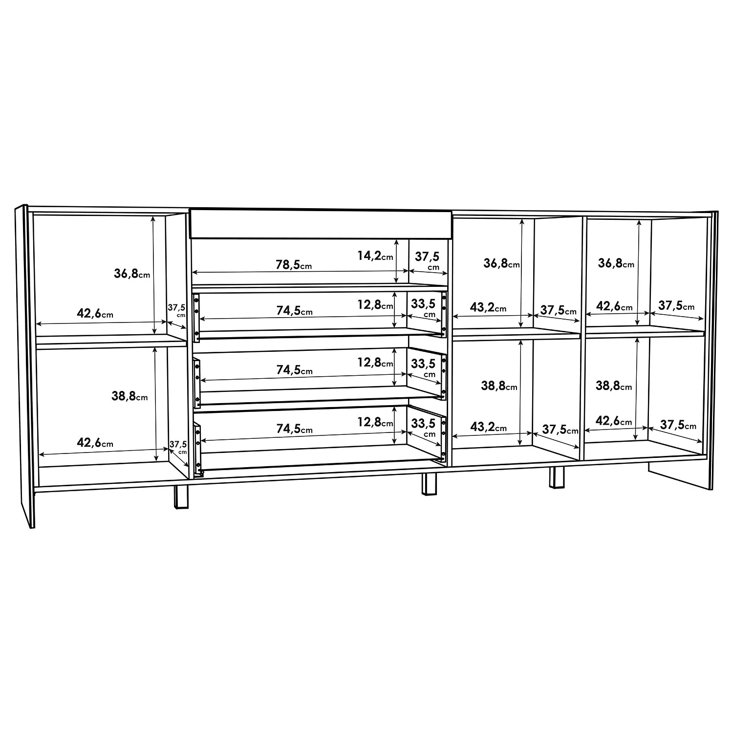 Loftscape Buffet Urban II - Éclairage inclus - Blanc / Imitation chêne gris 10 Loftscape Buffet Urban II - Éclairage inclus - Blanc / Imitation chêne gris – Image 8
