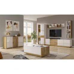 Loftscape Ensemble meubles TV Lahntal (2 éléments) - Blanc brillant / Imitation chêne à nœuds 9 Loftscape Ensemble meubles TV Lahntal (2 éléments) - Blanc brillant / Imitation chêne à nœuds -Meubles de salon Soldes 1000345462 220414 020 MOOD DETAILS P000000001000345462 mood