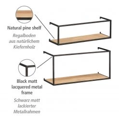 WENKO Étagère murale Geo (2) - Bambou massif / Métal - Bambou / Noir -Meubles de salon Soldes 1000345605 220412 040 DETAILS P000000001000345605