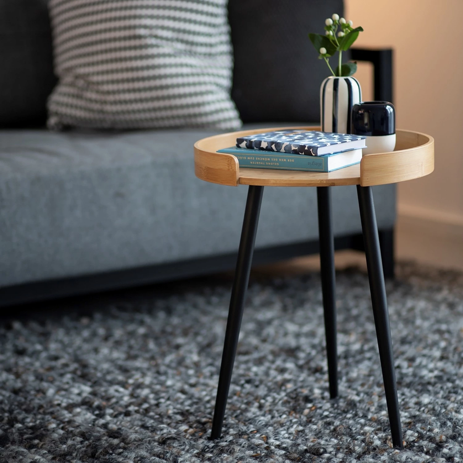 WENKO Bout de canapé Loft - Bambou massif / Métal - Bambou / Noir 4 WENKO Bout de canapé Loft - Bambou massif / Métal - Bambou / Noir – Image 2