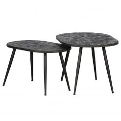 Red Living Tables basses Yaurel (lot de 2) - Métal - Doré vieilli / Noir -Meubles de salon Soldes 1000345799 220428 030 DETAILS P000000001000345799