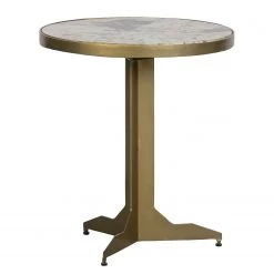 Red Living Bout de canapé Neerpelt - Marbre / Métal - Marbre blanc / Laiton