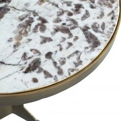 Red Living Bout de canapé Neerpelt - Marbre / Métal - Marbre blanc / Laiton -Meubles de salon Soldes 1000345816 220428 040 DETAILS P000000001000345816