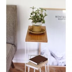 Bout de canapé Tosca - Frêne massif / Métal - Frêne / Blanc -Meubles de salon Soldes 1000347247 220505 032 DETAILS P000000001000347247