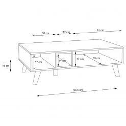 Loftscape Table basse Pesaro - Imitation chêne artisan / Noir -Meubles de salon Soldes 1000348099 220603 501 SKETCH DETAILS P000000001000348099 sketch
