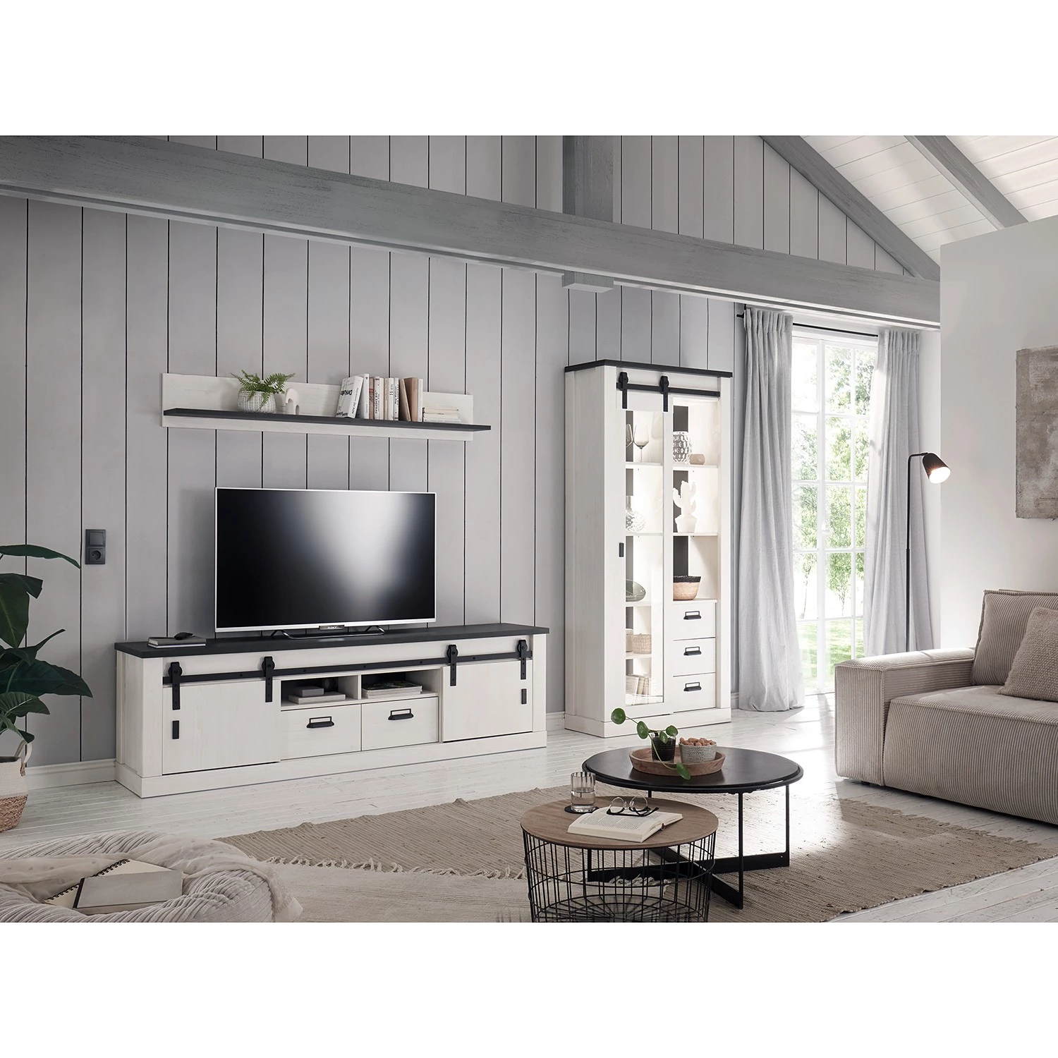 Ridgevalley Meuble TV Shutter II - Imitation pin blanc 6 Ridgevalley Meuble TV Shutter II - Imitation pin blanc – Image 4