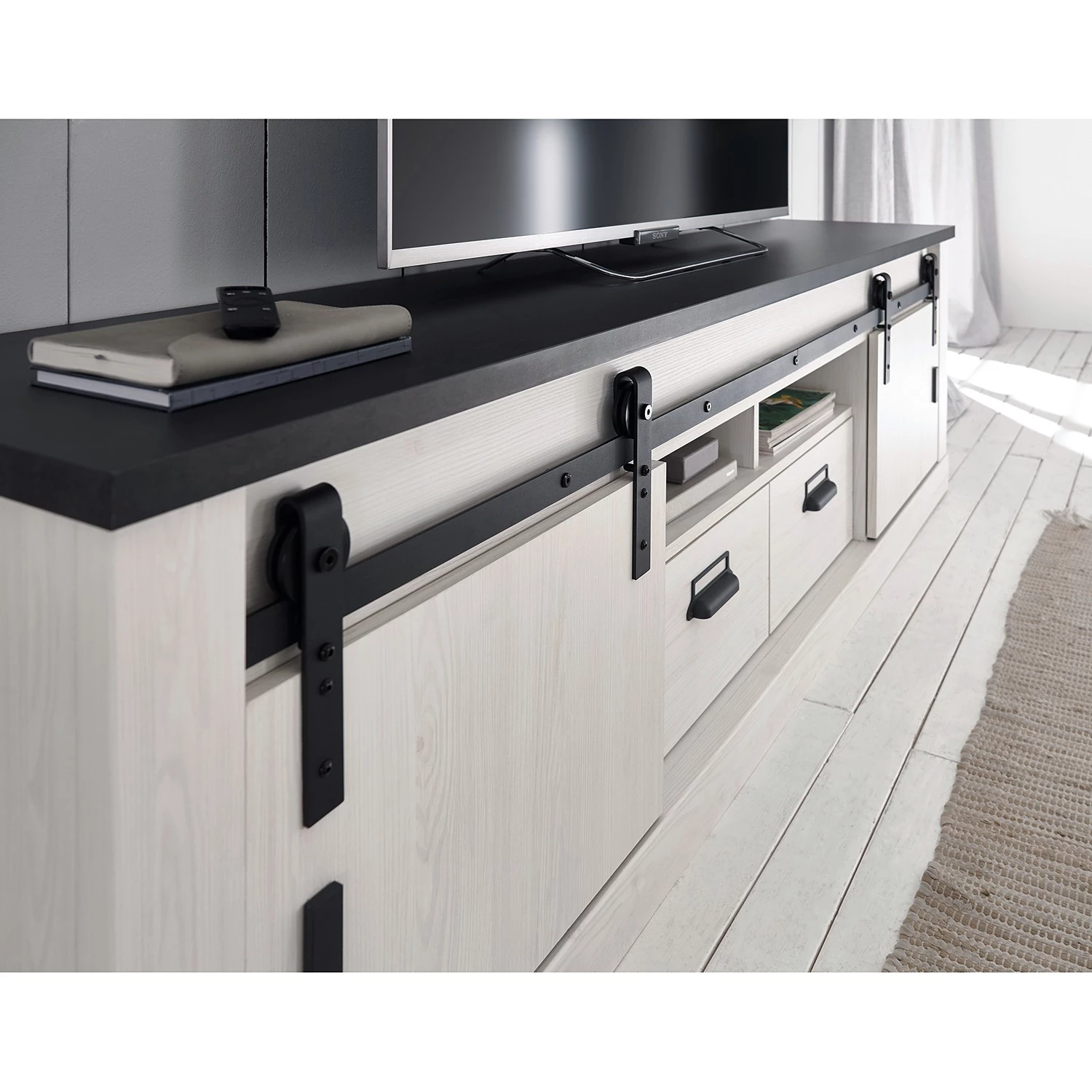 Ridgevalley Meuble TV Shutter II - Imitation pin blanc 7 Ridgevalley Meuble TV Shutter II - Imitation pin blanc – Image 5