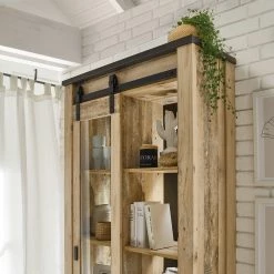 Ridgevalley Vitrine Shutter - Imitation chêne -Meubles de salon Soldes 1000348691 220505 060 DETAILS P000000001000348691