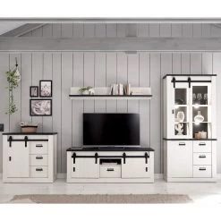 Ridgevalley Ensemble meubles TV Shutter IV (4 élém.) - Imitation pin blanc