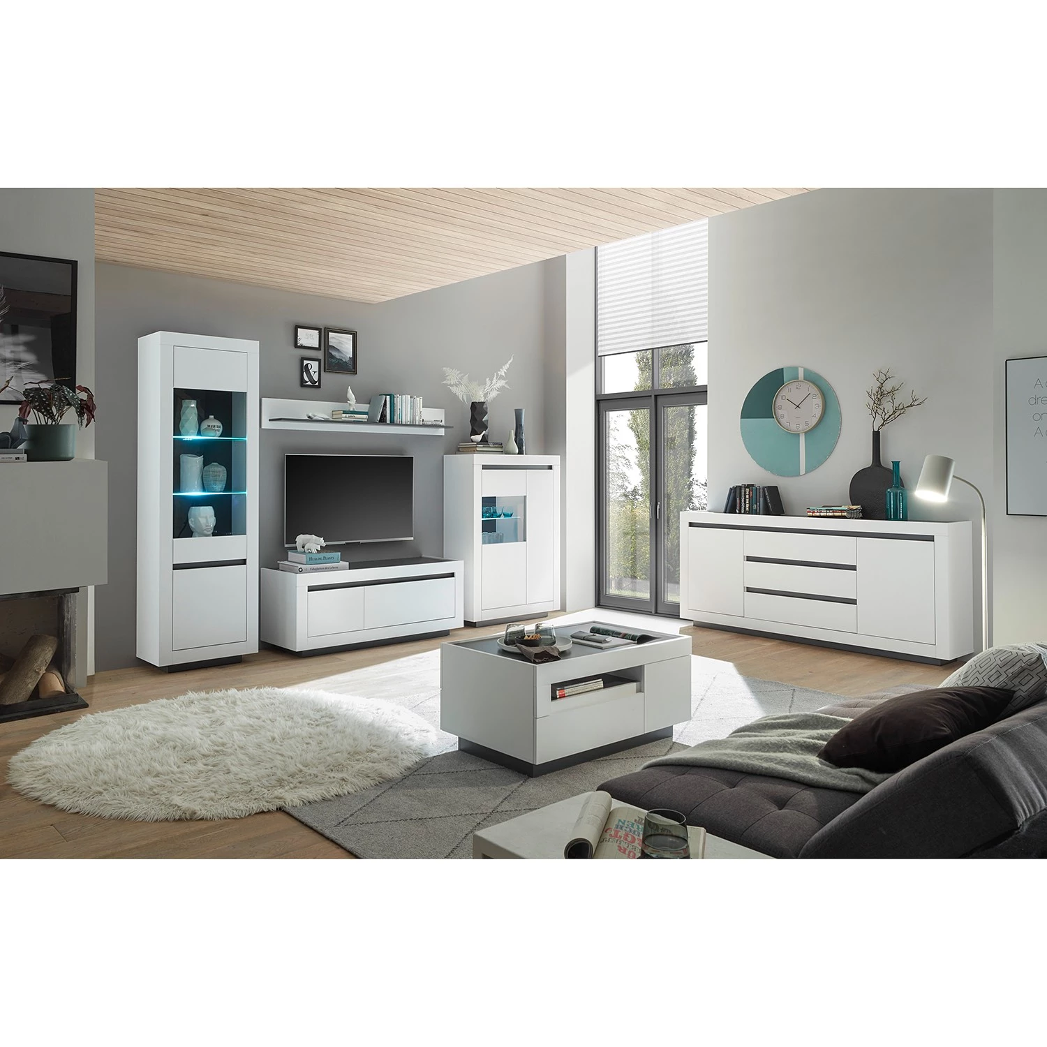 Loftscape Meuble TV Accra I - Blanc / Anthracite 6 Loftscape Meuble TV Accra I - Blanc / Anthracite – Image 4