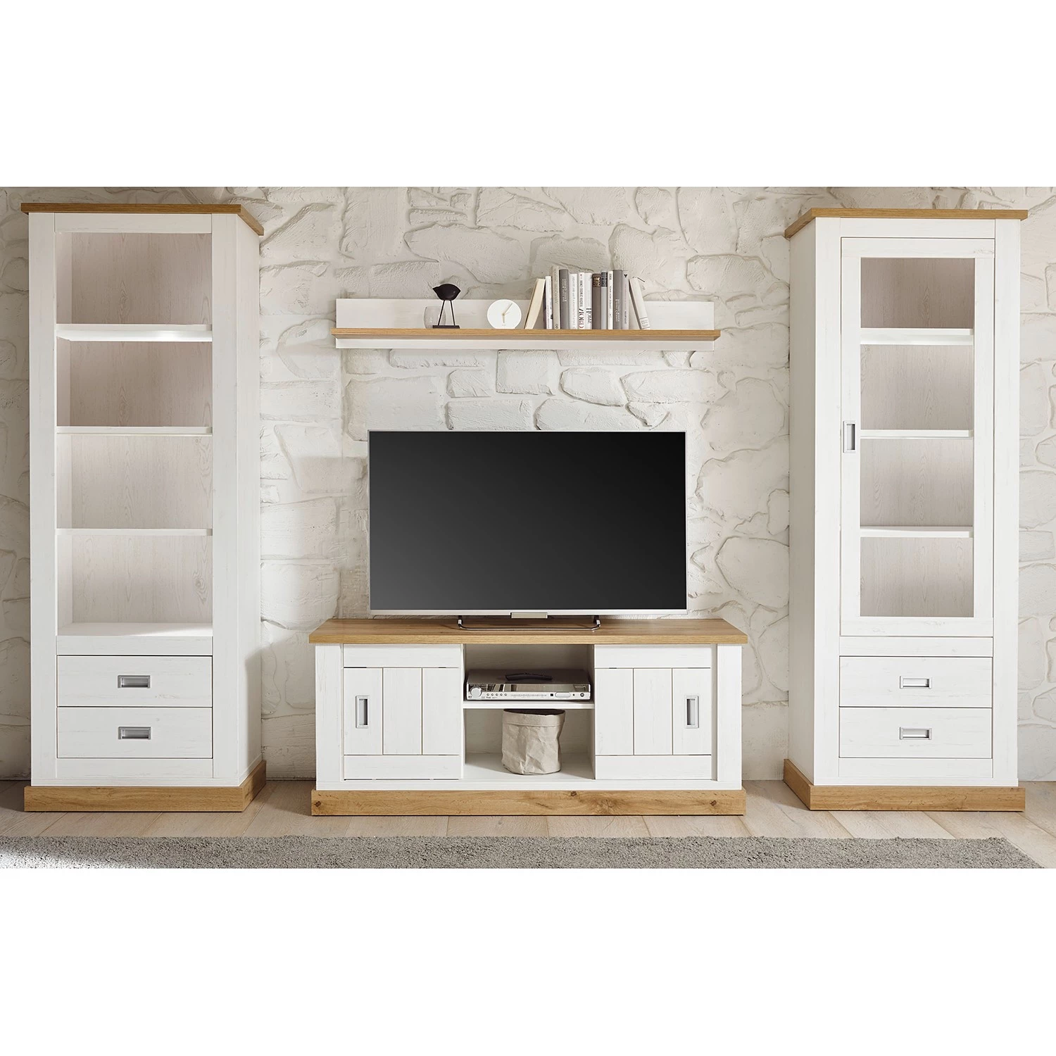 Ridgevalley Ensemble meubles TV Ollezy I (4 élém.) - Imitation pin blanc / Imitation chêne artisan 3 Ridgevalley Ensemble meubles TV Ollezy I (4 élém.) - Imitation pin blanc / Imitation chêne artisan