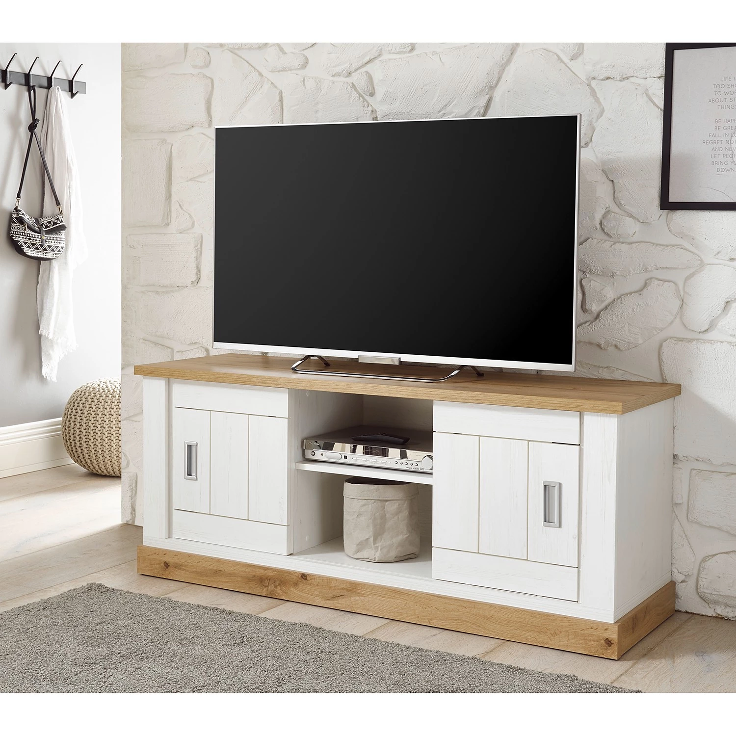 Ridgevalley Ensemble meubles TV Ollezy II (4 élém.) - Imitation pin blanc / Imitation chêne artisan 4 Ridgevalley Ensemble meubles TV Ollezy II (4 élém.) - Imitation pin blanc / Imitation chêne artisan – Image 2