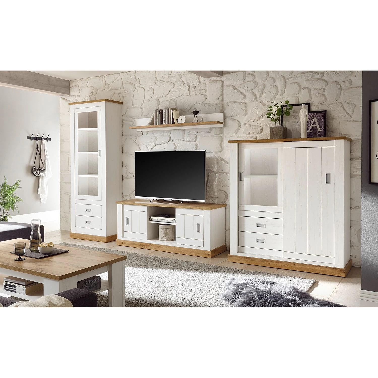 Ridgevalley Ensemble meubles TV Ollezy II (4 élém.) - Imitation pin blanc / Imitation chêne artisan 14 Ridgevalley Ensemble meubles TV Ollezy II (4 élém.) - Imitation pin blanc / Imitation chêne artisan – Image 12