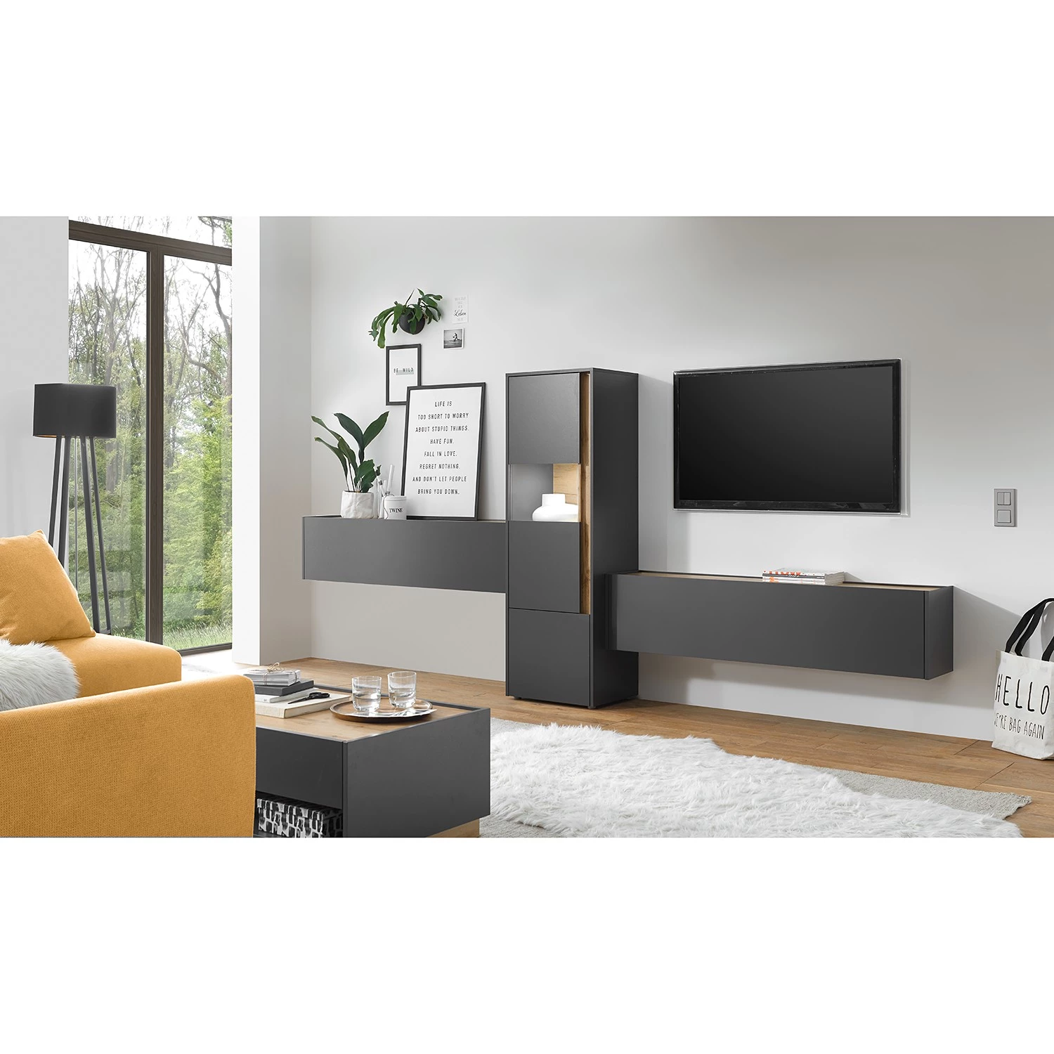 Norrwood Ensemble meubles TV Olon III (3 élém.) - Anthracite 4 Norrwood Ensemble meubles TV Olon III (3 élém.) - Anthracite – Image 2