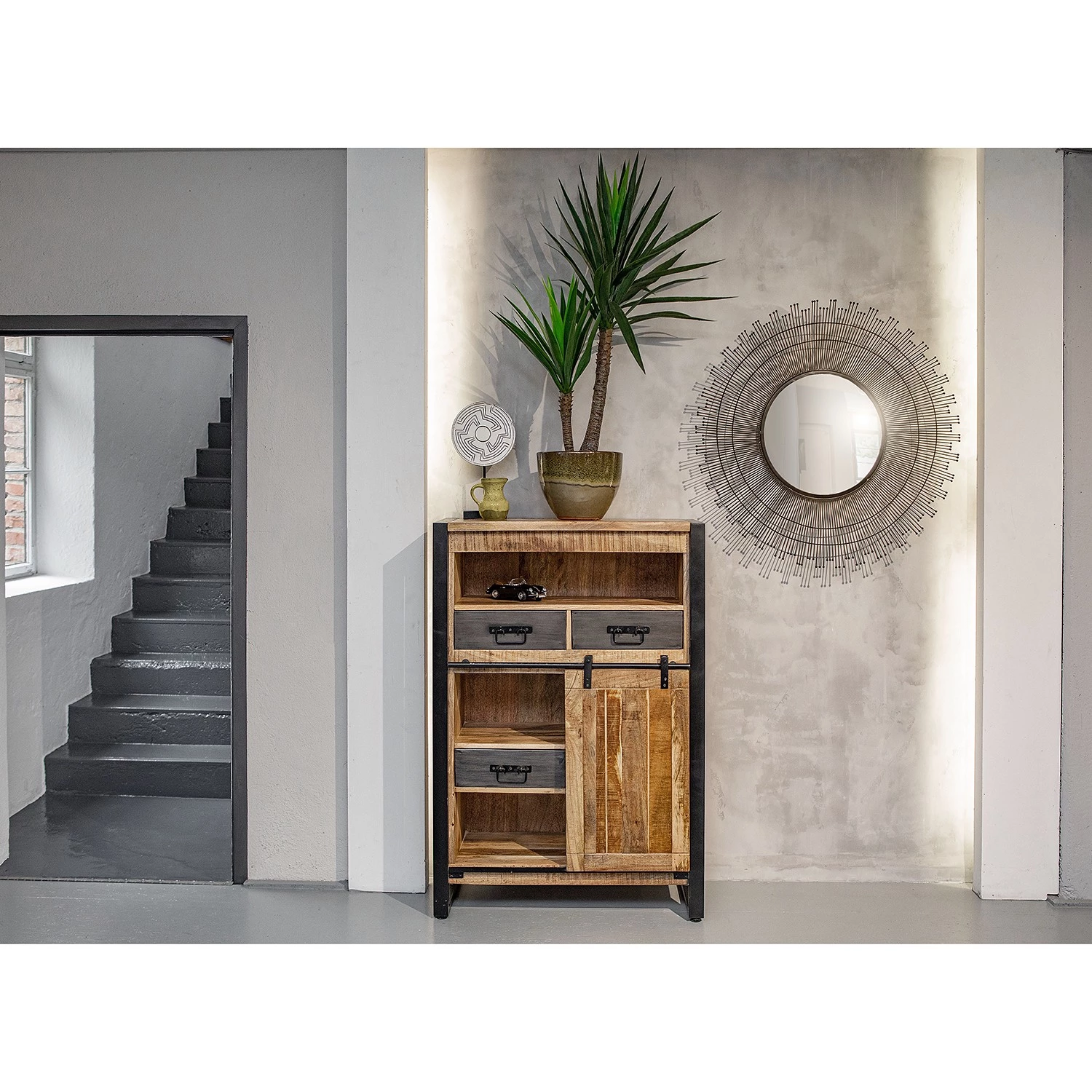 Red Living Buffet haut Toleos - Manguier brut massif / Fer - Manguier / Noir 4 Red Living Buffet haut Toleos - Manguier brut massif / Fer - Manguier / Noir – Image 2