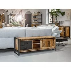 Red Living Meuble TV Toleos - Manguier brut massif / Fer - Manguier / Noir -Meubles de salon Soldes 1000352071 220520 021 MOOD DETAILS P000000001000352071 mood