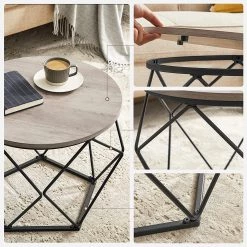 Red Living Tables basses Tuxford II (2 éléments) - Imitation pin gris -Meubles de salon Soldes 1000353402 220601 031 DETAILS P000000001000353402