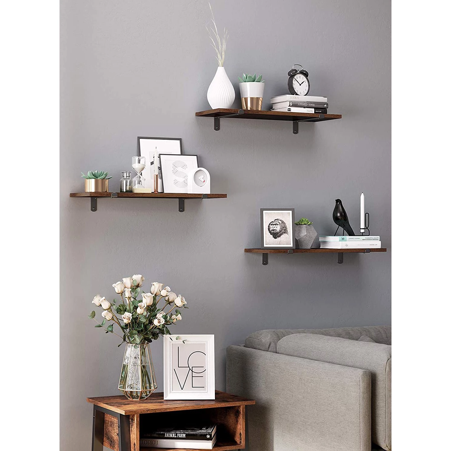 Red Living Tablettes murales Crossville II (lot 2) - Marron / Noir 5 Red Living Tablettes murales Crossville II (lot 2) - Marron / Noir – Image 3