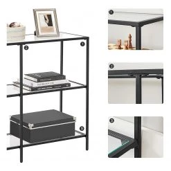 Red Living Étagère Poygan I - Verre / Métal - Noir -Meubles de salon Soldes 1000353410 220601 030 DETAILS P000000001000353410