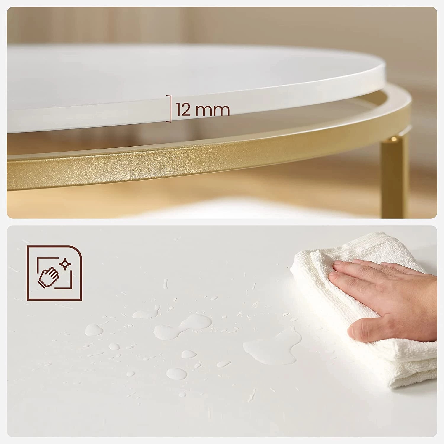 Loftscape Table basse Poygan II - Blanc / Doré 9 Loftscape Table basse Poygan II - Blanc / Doré – Image 7