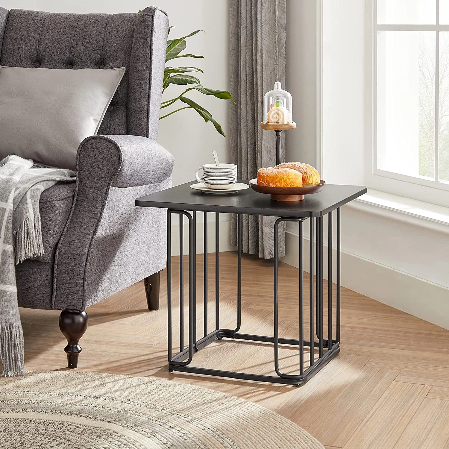 Red Living Bout de canapé Solidus Linu - Métal - Noir 4 Red Living Bout de canapé Solidus Linu - Métal - Noir – Image 2