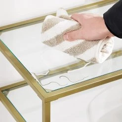 Red Living Étagère Poygan II - Verre / Métal - Doré -Meubles de salon Soldes 1000353439 220601 031 DETAILS P000000001000353439