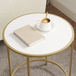 Red Living Bout de canapé Poygan II - Blanc / Doré -Meubles de salon Soldes 1000355204 220601 031 DETAILS P000000001000355204