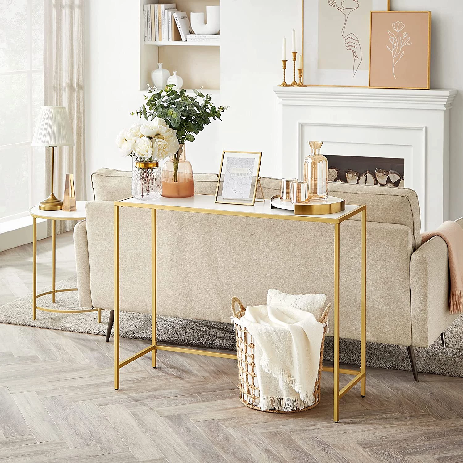 Red Living Console Poygan III - Blanc / Doré 4 Red Living Console Poygan III - Blanc / Doré – Image 2