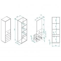 Loftscape Ensemble meubles TV Muuga II (4 élém.) - Blanc / Gris 25 Loftscape Ensemble meubles TV Muuga II (4 élém.) - Blanc / Gris -Meubles de salon Soldes 1000356495 220608 500 SKETCH DETAILS P000000001000356495 sketch