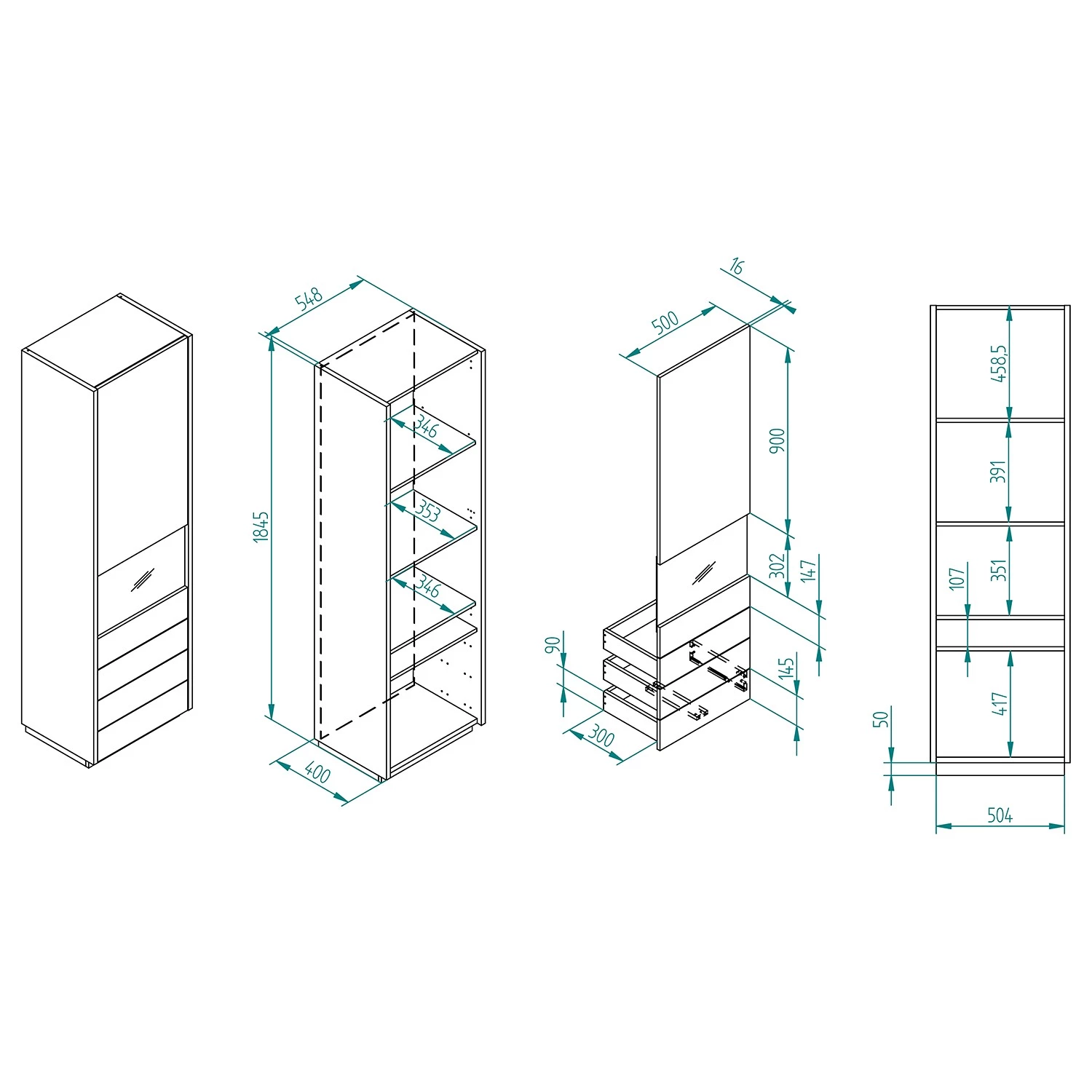 Loftscape Ensemble meubles TV Muuga II (4 élém.) - Blanc / Gris 13 Loftscape Ensemble meubles TV Muuga II (4 élém.) - Blanc / Gris – Image 11