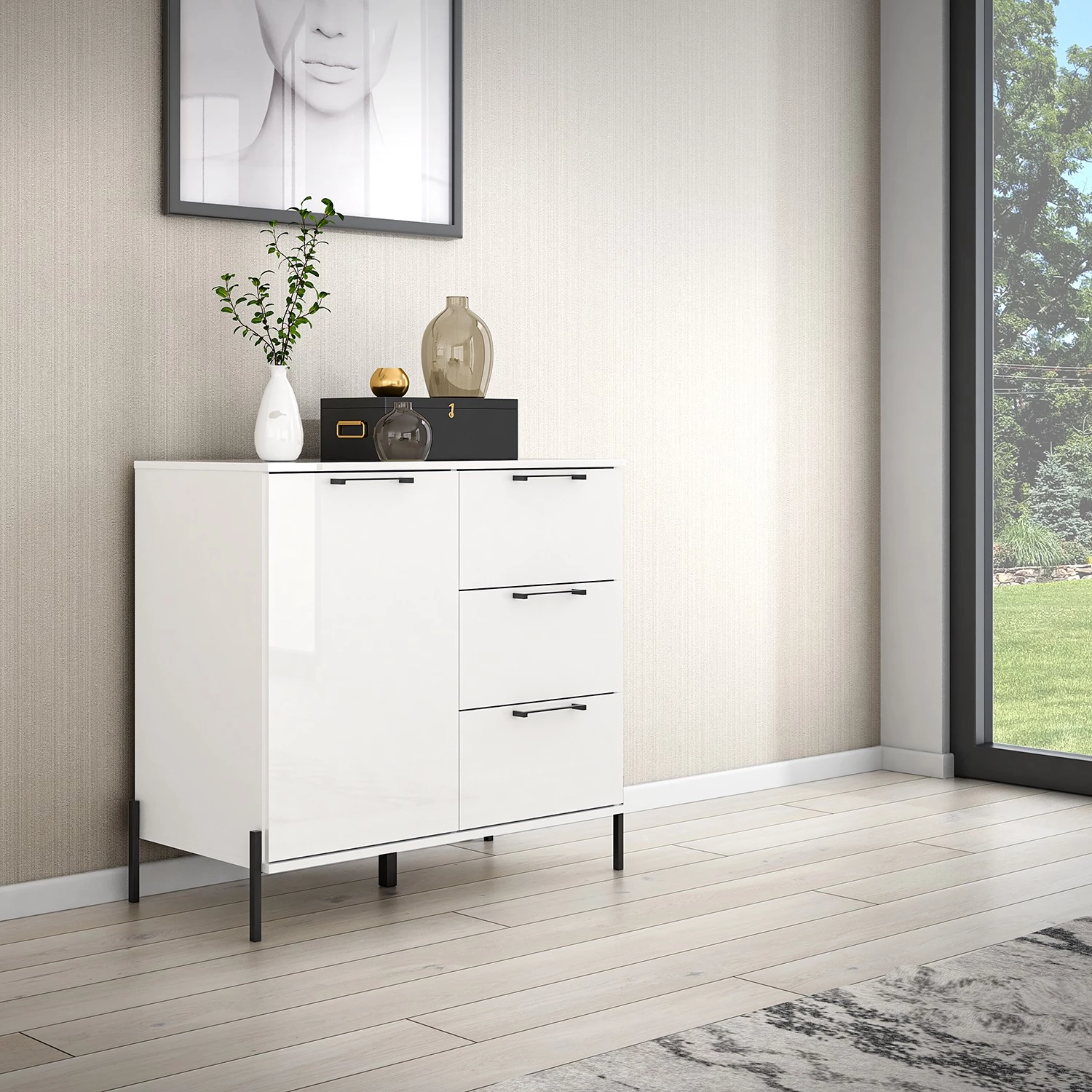 Loftscape Buffet Ozora - Blanc brillant / Blanc mat 4 Loftscape Buffet Ozora - Blanc brillant / Blanc mat – Image 2