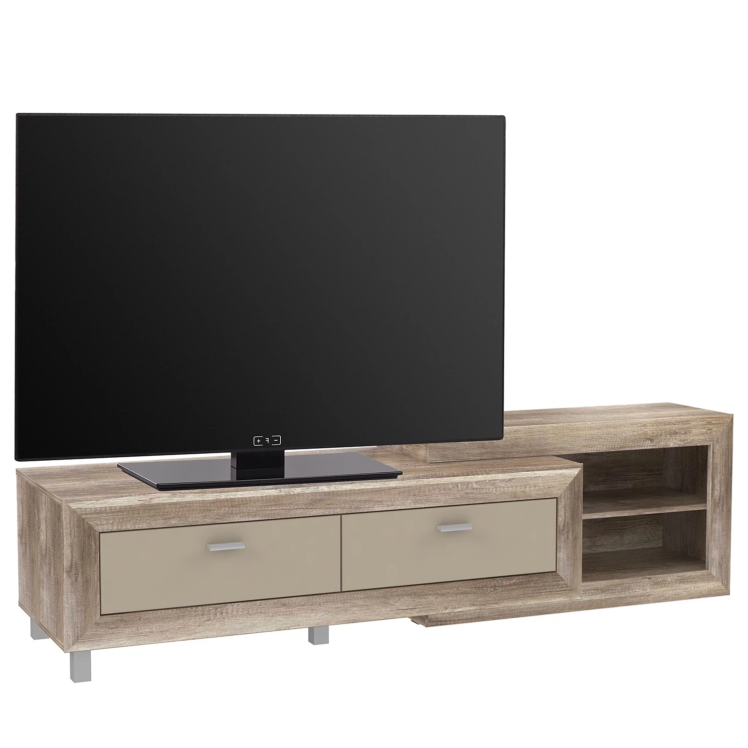 Loftscape Meuble TV Verdille - Beige brillant / Imitation chêne antique 3 Loftscape Meuble TV Verdille - Beige brillant / Imitation chêne antique