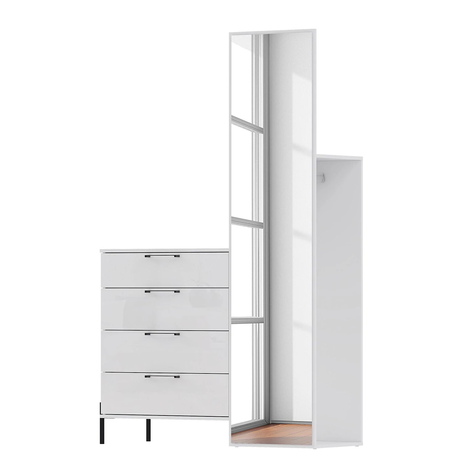 Loftscape Ensemble d’entrée compact Ozora - Blanc brillant / Blanc mat 2 Loftscape Ensemble d’entrée compact Ozora - Blanc brillant / Blanc mat