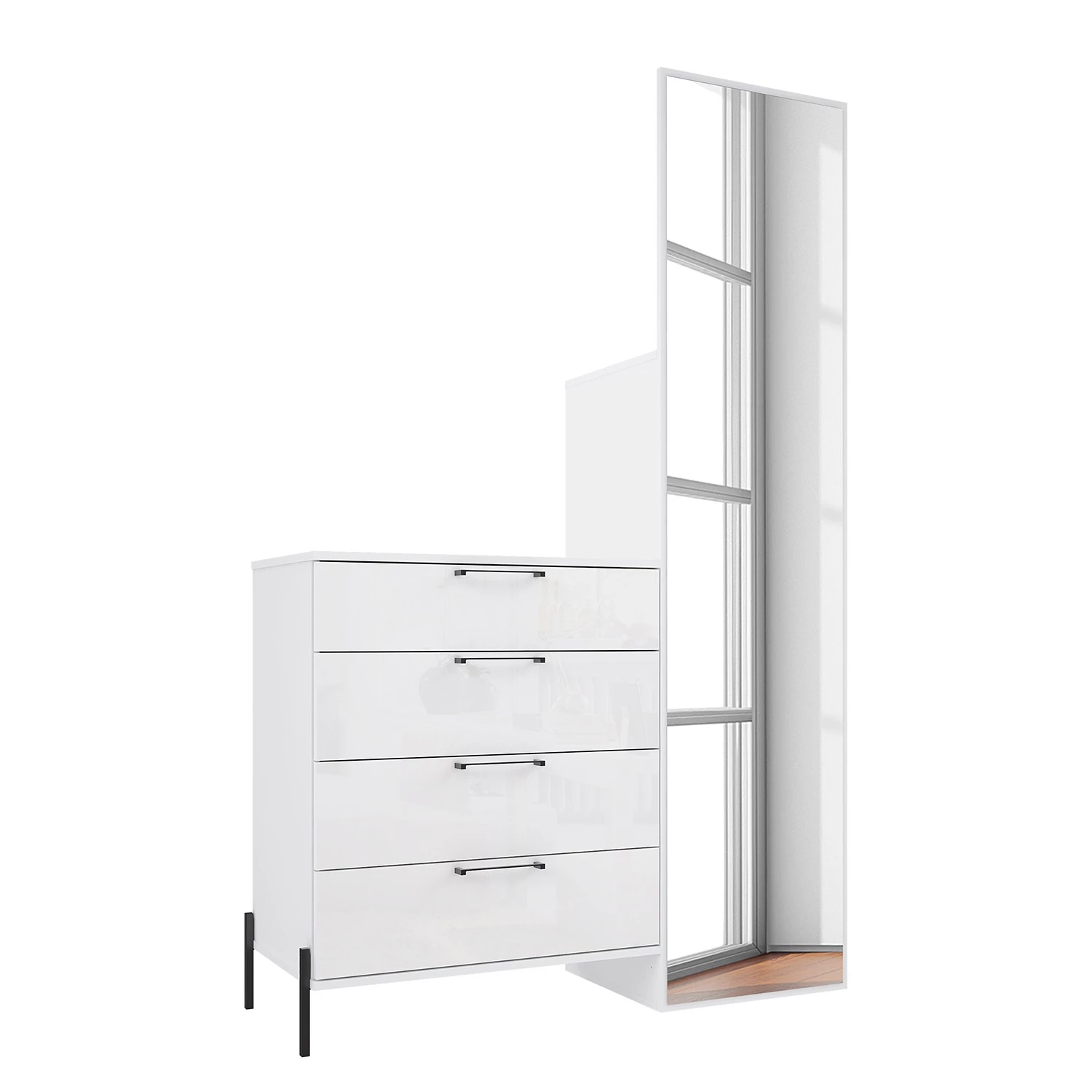 Loftscape Ensemble d’entrée compact Ozora - Blanc brillant / Blanc mat 4 Loftscape Ensemble d’entrée compact Ozora - Blanc brillant / Blanc mat – Image 3