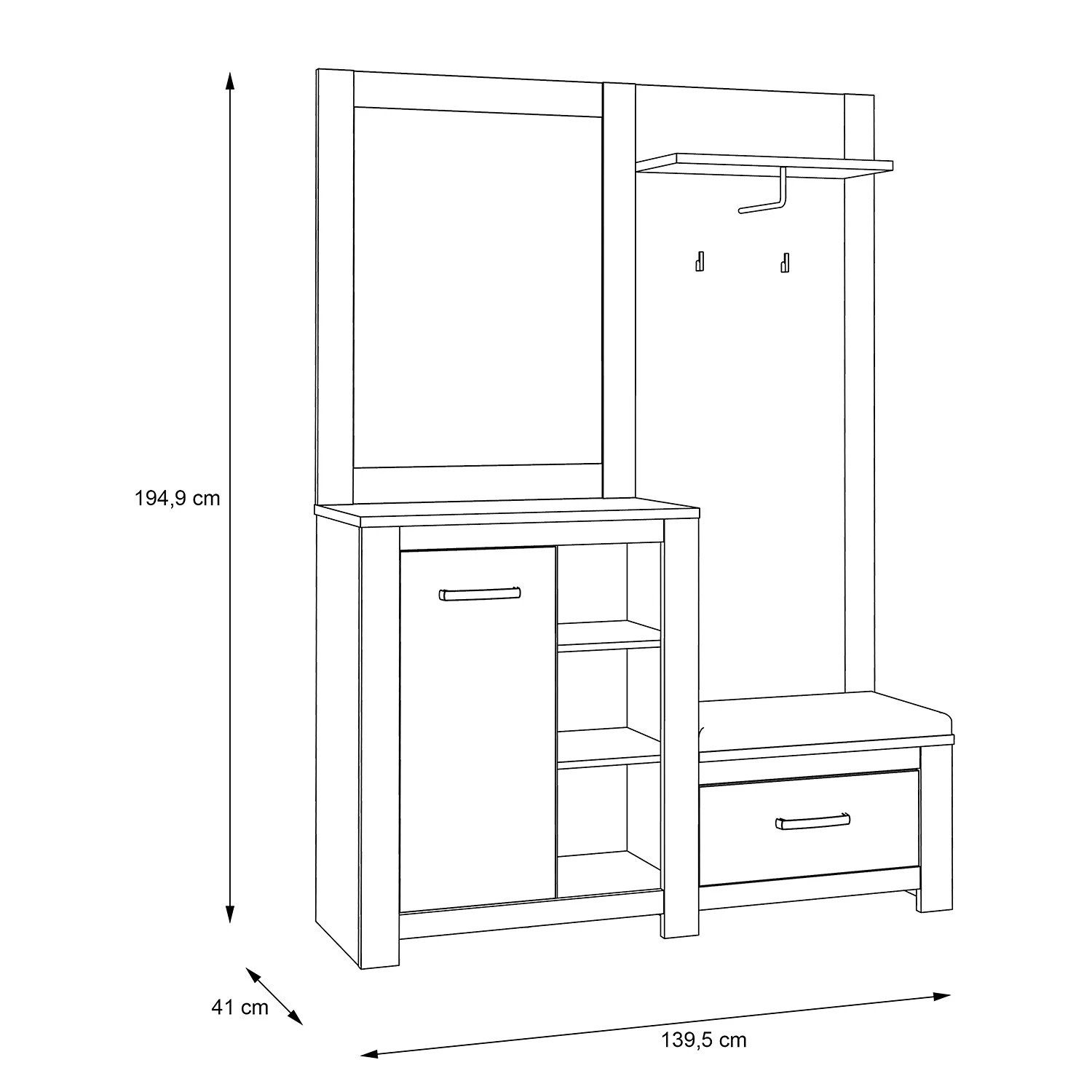 Loftscape Ensemble d’entrée compact Verolme - Imitation chêne 8 Loftscape Ensemble d’entrée compact Verolme - Imitation chêne – Image 6