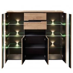 Loftscape Buffet haut Moosic - Avec éclairage - Imitation chêne artisan / Graphite -Meubles de salon Soldes 1000357965 220608 030 DETAILS P000000001000357965