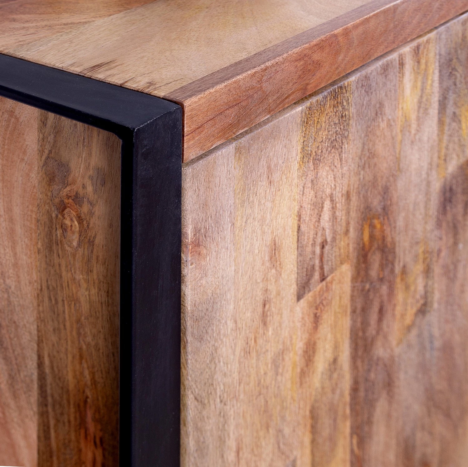 Red Living Enfilade Vallentuna - Manguier massif / Métal - Manguier / Noir 8 Red Living Enfilade Vallentuna - Manguier massif / Métal - Manguier / Noir – Image 6