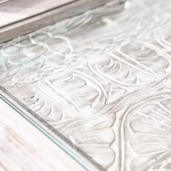 Ridgevalley Table basse Missoula - Verre / Manguier massif - Blanc vintage 14 Ridgevalley Table basse Missoula - Verre / Manguier massif - Blanc vintage -Meubles de salon Soldes 1000359914 220624 031 DETAILS P000000001000359914